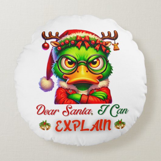 サンタ親愛ー説明できる ラウンドクッション (正面)
