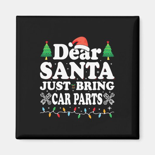 サンタ親愛ー車の部品を持って来るおもしろいクリスマスメカ マグネット (正面)