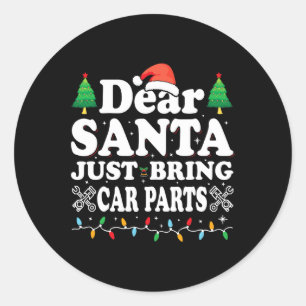 サンタ親愛ー車の部品を持って来るおもしろいクリスマスメカ ラウンドシール