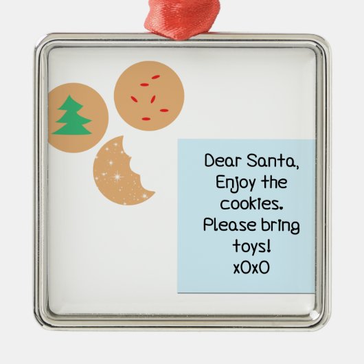 サンタ親愛ー – おもちゃを持ってきて メタルオーナメント (正面)