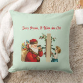 サンタ親愛ー、猫のヴィンテージのクリスマスだおもしろい クッション (ブランケット)