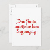 サンタ親愛ー、私の妻はとてもいけなだった! シーズンポストカード (正面/裏面)