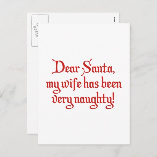サンタ親愛ー、私の妻はとてもいけなだった！ シーズンポストカード (正面/裏面)