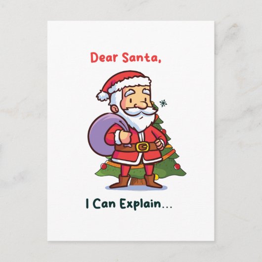 サンタ親愛ー、説明できる – クリスマおもしろいス ポストカード (正面)