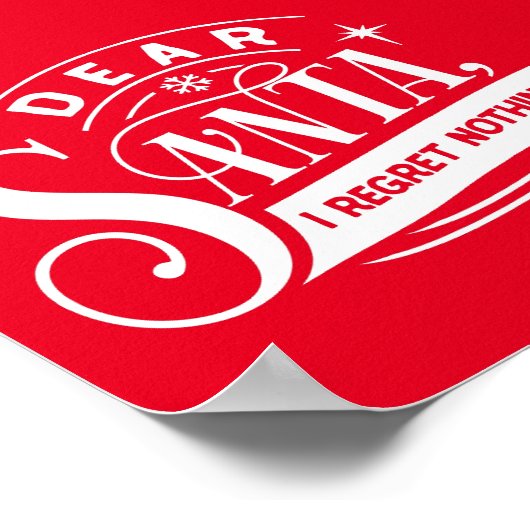 サンタ親愛ーI何も後悔していないクおもしろいリスマス引用文 ポスター (角)