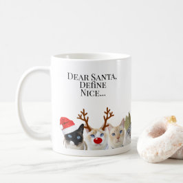 サンタ親愛、ニースを定義....かわいい猫たちクリスマス コーヒーマグカップ