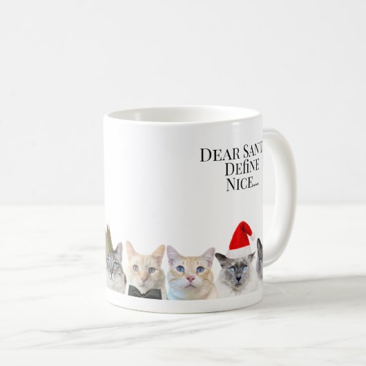 サンタ親愛、ニースを定義....かわいい猫たちクリスマス コーヒーマグカップ (正面右)