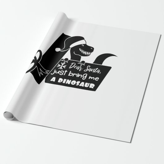 サンタ親愛、恐竜の黒を持ってきてくれ ラッピングペーパー (アンロールド)