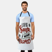 サンタ親愛、私はクリスマスの休日をフレームされた エプロン (着用した状態)