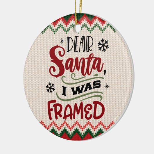 サンタ親愛、私はフレームされた – クリスマスおもしろい セラミックオーナメント (左)