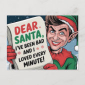 サンタ親愛、私は悪いクリスマス小妖精や小人おもしろいデザイン ポストカード (正面)