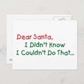 サンタ親愛、私は私がそれをすることができなかったことを知らなかった シーズンポストカード (正面/裏面)