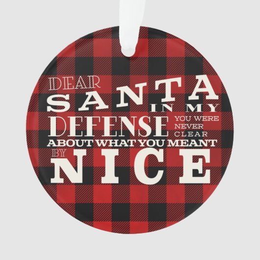 サンタ親愛、素敵なアクリルおもしろいのクリスマスを定義 オーナメント (正面)