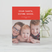 サンタ親愛、良い定義。かわいいおもしろい休日の写真 シーズンカード (スタンド正面)