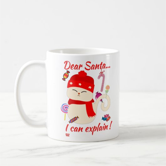 サンタ親愛...説明できるよ!おもしろいクリスマス猫 コーヒーマグカップ (左)