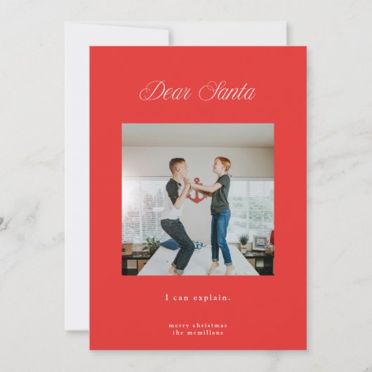 サンタ親愛、赤いクリスマスカードの説明ができる 招待状 (正面)