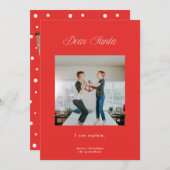 サンタ親愛、赤いクリスマスカードの説明ができる 招待状 (正面/裏面)