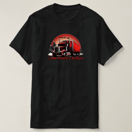 サンタ誇りを持ったのヘルパー・トラック運転手のクリスマス Tシャツ (デザイン正面)