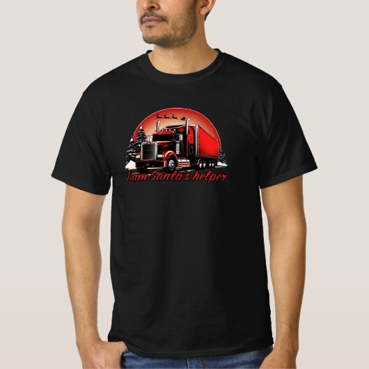 サンタ誇りを持ったのヘルパー・トラック運転手のクリスマス Tシャツ (正面)