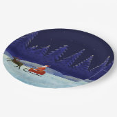 サンタ誕生日トナカイそりクリスマスナイト ペーパープレート (アングル)