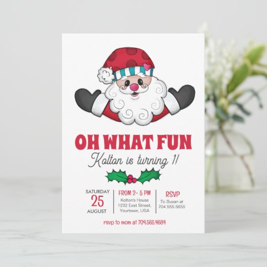 サンタ誕生日招待状オ何おもしろい招待状 招待状 (スタンド正面)