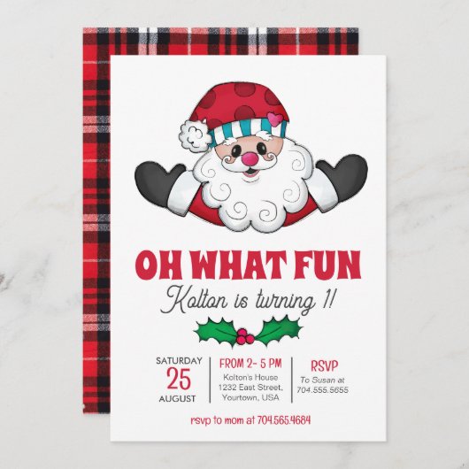 サンタ誕生日招待状オ何おもしろい招待状 招待状 (正面/裏面)