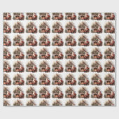 サンタ読の手紙の暖炉クリスマスツリー ラッピングペーパー (フラット)