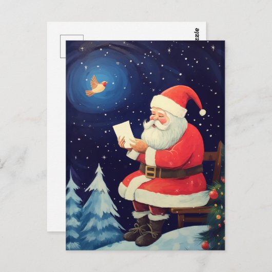 サンタ読の手紙 – ヴィンテージクリスマス ポストカード (正面/裏面)