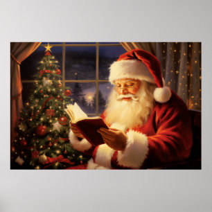 サンタ読クロースのクリスマスツリー ポスター