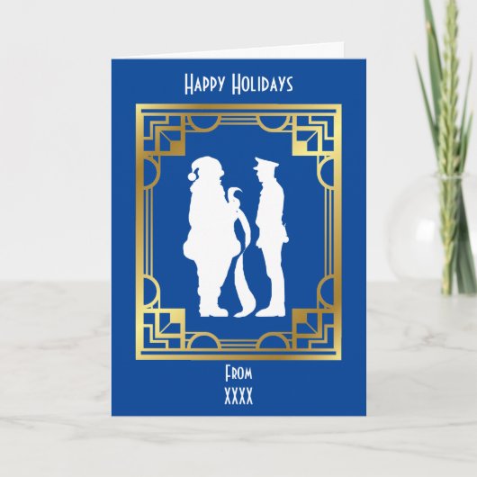 サンタ警察官の良いリストのクリスマスカード カード (正面)