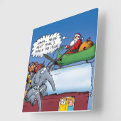 サンタ象のおもしろいな休日の漫画 スクエア壁時計 (傾斜)