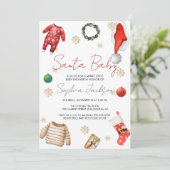 サンタ赤ちゃんシャワークリスマスベビー服の冬 招待状 (スタンド正面)