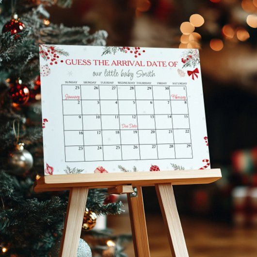 サンタ赤ちゃんシャワー期日カレンダー ポスター