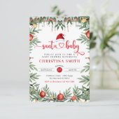 サンタ赤ちゃんシャワー水彩冬の赤ちゃんシャワー 招待状 (スタンド正面)