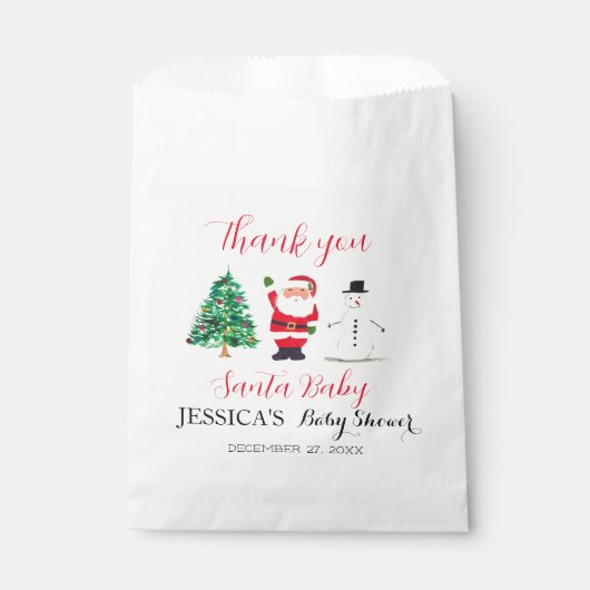 サンタ赤ちゃんシャワー赤かわいいシンプルありがとう フェイバーバッグ (正面)