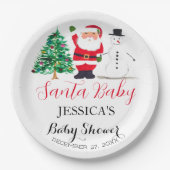 サンタ赤ちゃんシャワー赤かわいいシンプルありがとう ペーパープレート (正面)