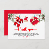 サンタ赤ちゃんシャワー、クリスマス赤ちゃんシャワー サンキューカード (正面/裏面)