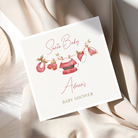 サンタ赤ちゃん服ウィンターボーイ赤ちゃんシャワー スタンダードカクテルナプキン