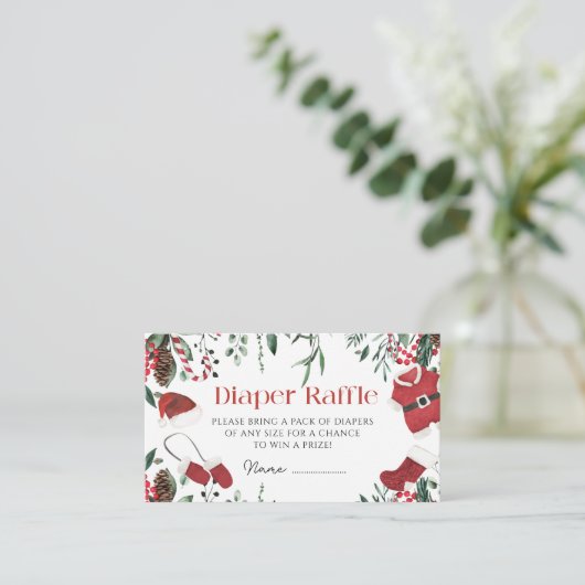 サンタ赤ちゃん服クリスマス冬おむつラッフル エンクロージャーカード (スタンド正面)