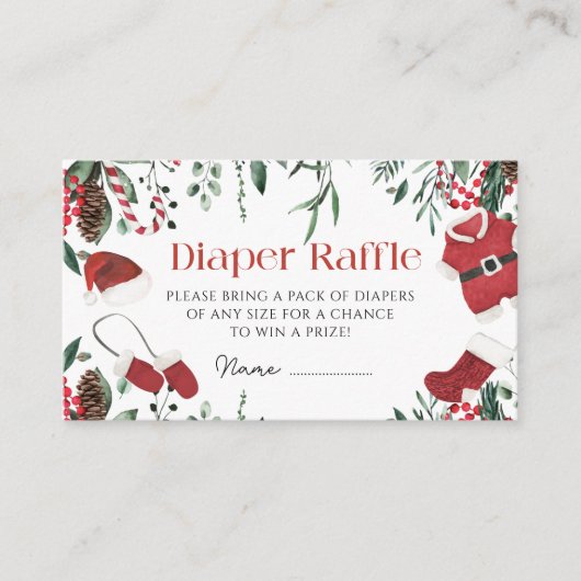 サンタ赤ちゃん服クリスマス冬おむつラッフル エンクロージャーカード (正面)