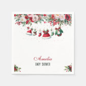 サンタ赤ちゃん服クリスマス冬の赤ちゃんシャワー スタンダードカクテルナプキン (正面)