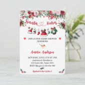 サンタ赤ちゃん服クリスマス冬の赤ちゃんシャワー 招待状 (スタンド正面)