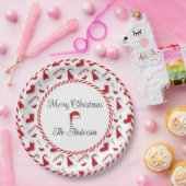 サンタ赤と白ハットとキャンディーキャン ペーパープレート (パーティー)