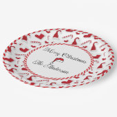 サンタ赤と白ハットとキャンディーキャン ペーパープレート (アングル)