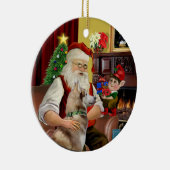 サンタ赤シベリアのハスキー セラミックオーナメント (右)