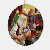 サンタ赤シベリアのハスキー セラミックオーナメント (左)