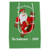 サンタ走ーのクリスマスモノグラム ミディアムペーパーバッグ (裏面)