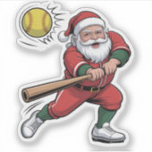 サンタ遊のソフトボールのクリスマスプレーヤースポーツ シール (正面)