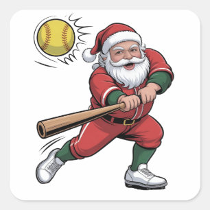 サンタ遊のソフトボールのクリスマスプレーヤースポーツ スクエアシール