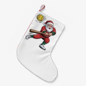 サンタ遊のソフトボールのクリスマスプレーヤースポーツ スモールクリスマスストッキング (正面 (吊り時))
